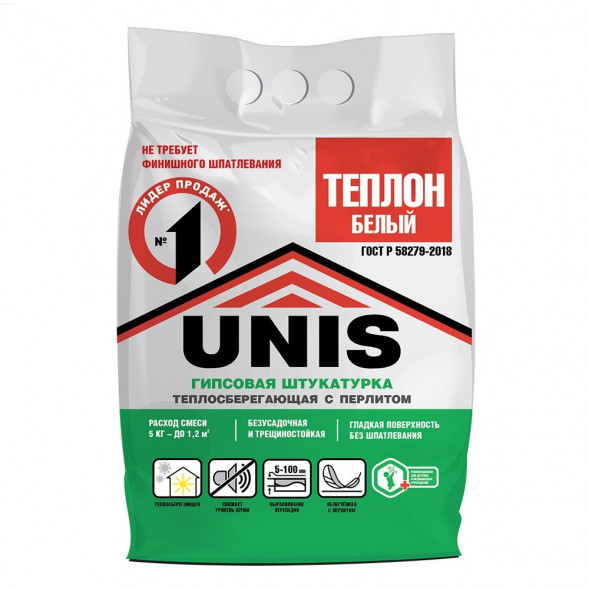 Штукатурка гипсовая Юнис-Теплон белый, 5 кг