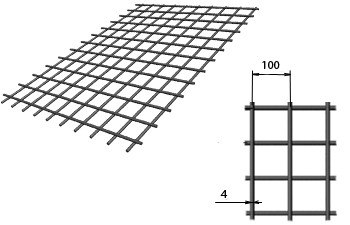 Сетка сварная дорожная 100х100х4 мм 1,5х2м