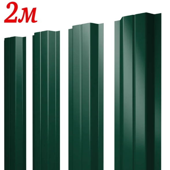 Евроштакетник П-образный Зеленый RAL 6005 двусторонний 2м