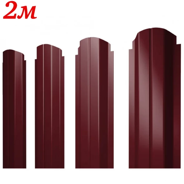 Евроштакетник П-образный Вишневый RAL 3005 двусторонний 2м