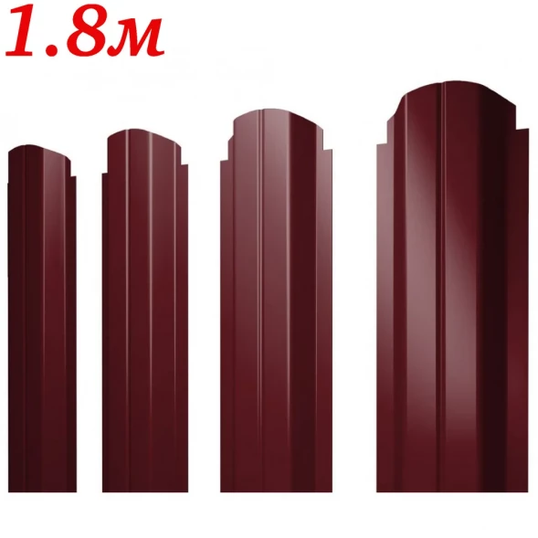 Евроштакетник П-образный Вишневый RAL 3005 двусторонний 1,8м