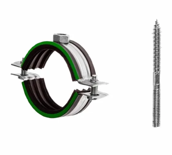 Хомут сантехнический 2 1/2 с уплотнителем со шпилькой М8 оцинкованный 74-80 мм