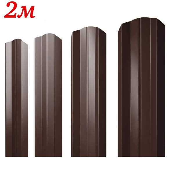 Евроштакетник М-образный Коричневый RAL 8017 односторонний 2м