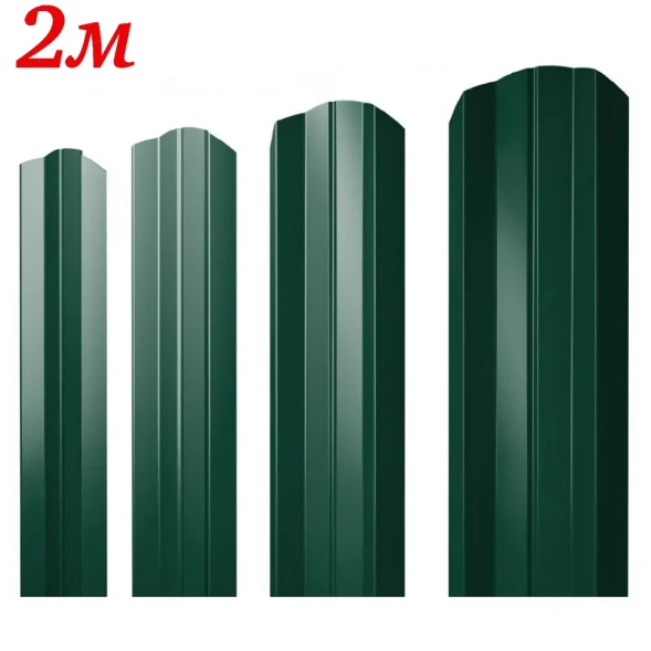 Евроштакетник М-образный Зеленый RAL 6005 односторонний 2м