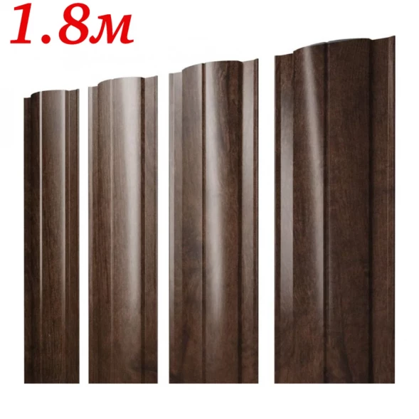 Евроштакетник Полукруглый Античный дуб односторонний 1,8м