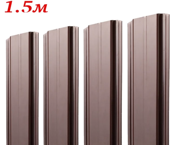 Евроштакетник П-образный Темный дуб двусторонний 1,8м